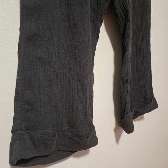 Old Navy Pants Womens XL Black Crinkle Cotton Cropped Drawstring Waist Pockets - Picture 3 of 11